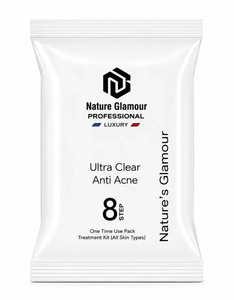 Nature Glamour Professional Luxury Ultra Clear Anti Acne Treatment Kit | 8 Step Professional Anti Acne Facial Kit for Oily & Acne-Prone Skin