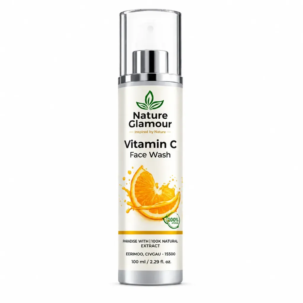 Nature Glamour Vitamin C Face Wash 100ml | Brightening, Glow Boosting & Antioxidant Face Wash for Radiant Skin