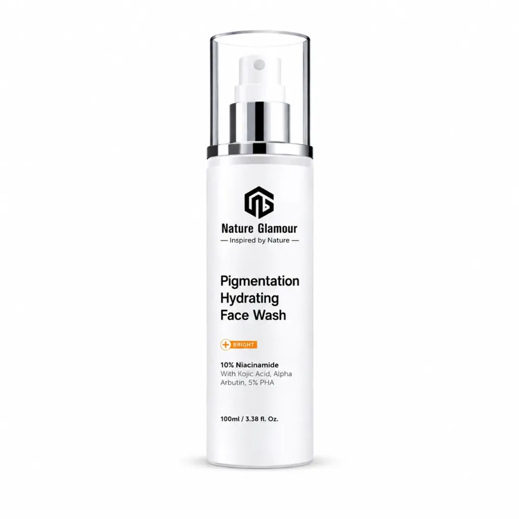 Nature Glamour Pigmentation Hydrating Face Wash 100ml | Niacinamide, Kojic Acid, Alpha Arbutin & PHA Face Wash for Even Skin Tone