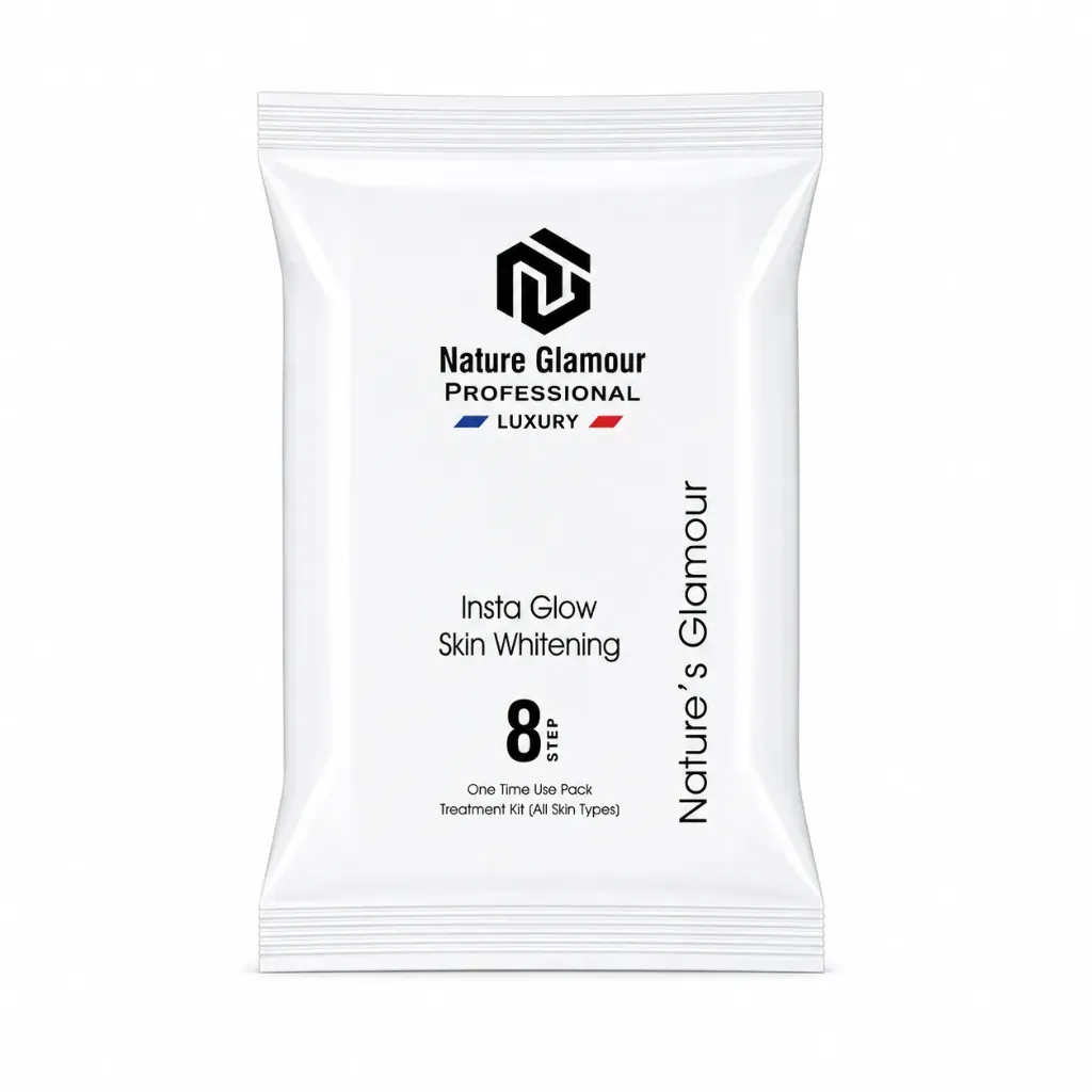 Nature Glamour Professional Luxury Insta Glow Skin Whitening Treatment Kit | 8 Step Professional Instant Glow Facial Kit